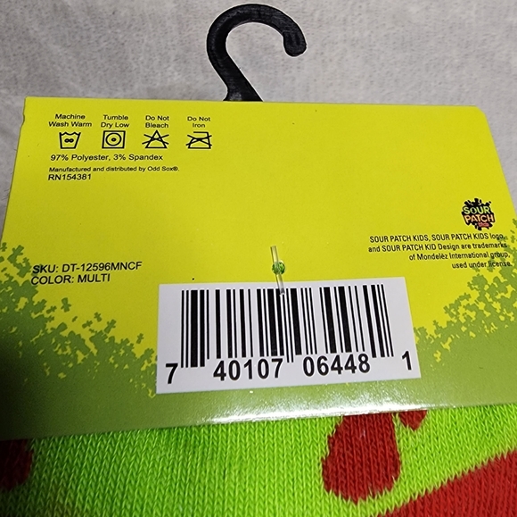 Sour Patch Kids Socks Multicolor Crew Fits Women's Shoe Size 7.5 - 13 NEW - Picture 4 of 6